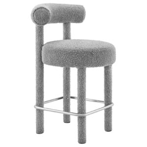 Toulouse Boucle Fabric Counter Stool By Modway - EEI-6383 - Light Gray Silver