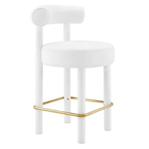 Toulouse Performance Velvet Counter Stool By Modway - EEI-6384 - White Gold
