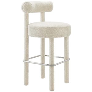Toulouse Boucle Fabric Bar Stool By Modway - EEI-6385 - Ivory Silver