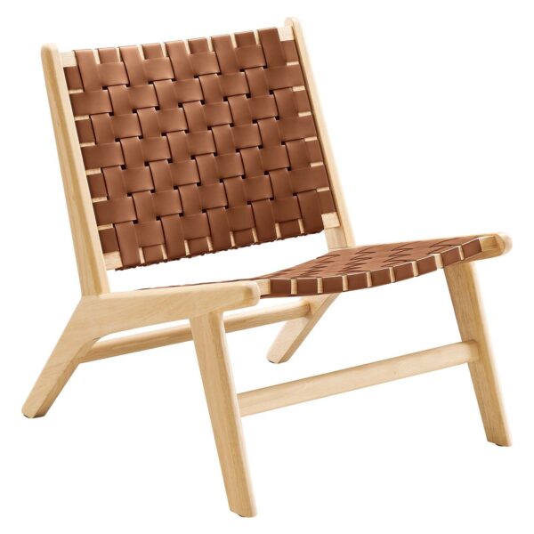 Saoirse Faux Leather Wood Accent Lounge Chair By Modway - EEI-6542 - Natural Brown