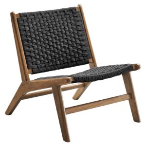 Saoirse Woven Rope Wood Accent Lounge Chair By Modway - EEI-6543 - Walnut Black