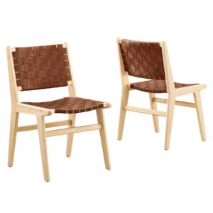 Saoirse Faux Leather Wood Dining Side Chair - Set of 2 By Modway - EEI-6544 - Natural Brown