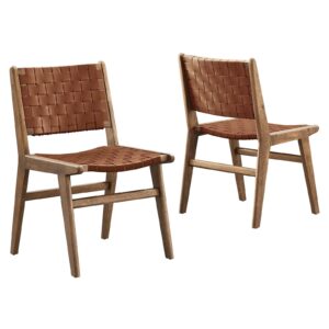 Saoirse Faux Leather Wood Dining Side Chair - Set of 2 By Modway - EEI-6544 - Walnut Brown