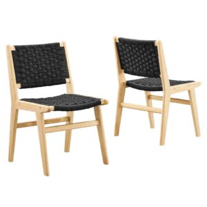 Saoirse Woven Rope Wood Dining Side Chair By Modway - EEI-6545 - Natural Black