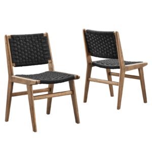 Saoirse Woven Rope Wood Dining Side Chair By Modway - EEI-6545 - Walnutt Black