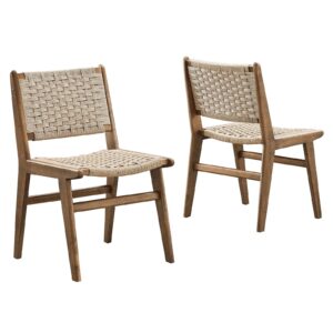 Saoirse Woven Rope Wood Dining Side Chair By Modway - EEI-6545 - Walnut Natural