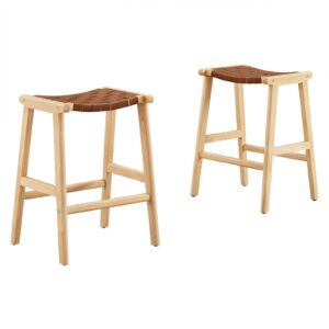 Saoirse Faux Leather Wood Counter Stool - Set of 2 By Modway - EEI-6547 - Natural Brown