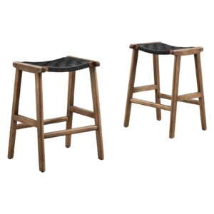 Saoirse Faux Leather Wood Counter Stool - Set of 2 By Modway - EEI-6547 - Walnut Black