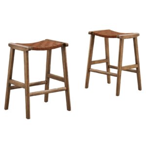 Saoirse Faux Leather Wood Counter Stool - Set of 2 By Modway - EEI-6547 - Walnut Brown