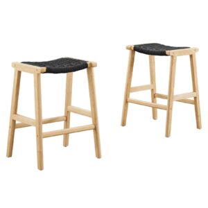 Saoirse Woven Rope Wood Counter Stool - Set of 2 By Modway - EEI-6548 - Natural Black
