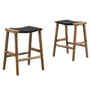 Saoirse Woven Rope Wood Counter Stool - Set of 2 By Modway - EEI-6548 - Walnut Black