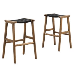 Saoirse Faux Leather Wood Bar Stool - Set of 2 By Modway - EEI-6549 - Walnut Black