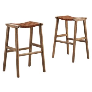 Saoirse Faux Leather Wood Bar Stool - Set of 2 By Modway - EEI-6549 - Walnut Brown