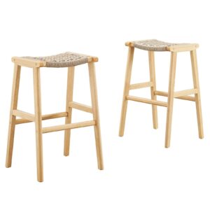 Saoirse Woven Rope Wood Bar Stool - Set of 2 By Modway - EEI-6550 - Natural Natural