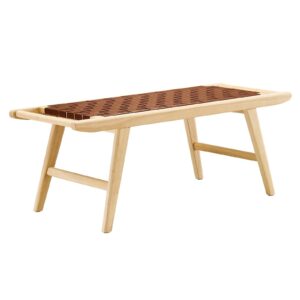 Saoirse 47" Faux Leather Wood Bench By Modway - EEI-6551 - Natural Brown