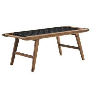 Saoirse 47" Faux Leather Wood Bench By Modway - EEI-6551 - Walnut Black