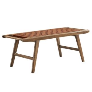 Saoirse 47" Faux Leather Wood Bench By Modway - EEI-6551 - Walnut Brown
