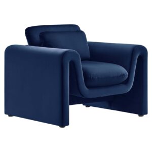 Waverly Performance Velvet Armchair By Modway - EEI-6576 - Midnight Blue