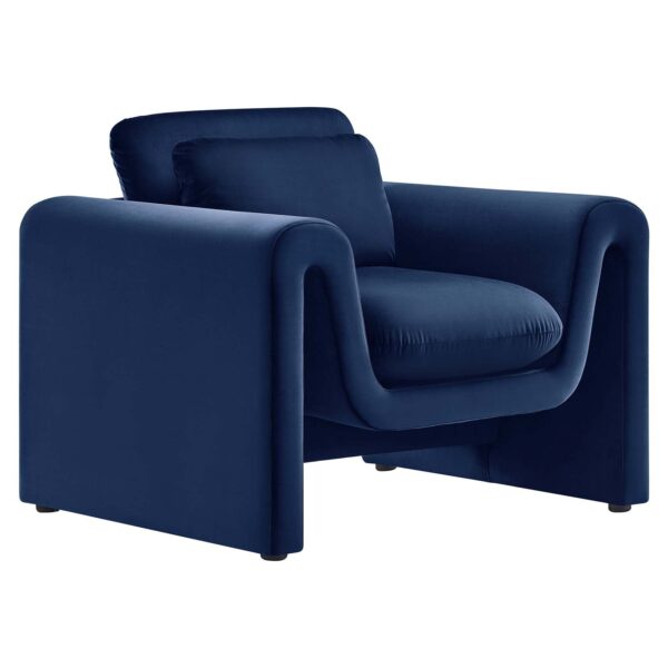 Waverly Performance Velvet Armchair By Modway - EEI-6576 - Midnight Blue