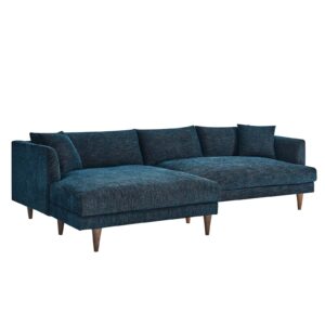 Zoya Left-Facing Down Filled Overstuffed Sectional Sofa By Modway - EEI-6611 - Heathered Weave Azure
