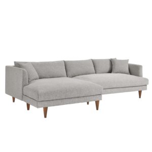 Zoya Left-Facing Down Filled Overstuffed Sectional Sofa By Modway - EEI-6611 - Heathered Weave Light Gray