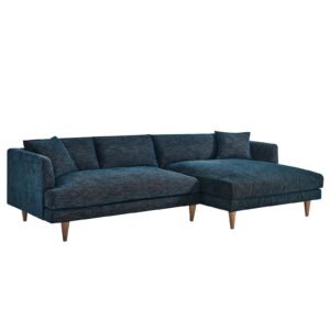 Zoya Right-Facing Down Filled Overstuffed Sectional Sofa By Modway - EEI-6612 - Heathered Weave Azure