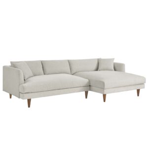 Zoya Right-Facing Down Filled Overstuffed Sectional Sofa By Modway - EEI-6612 - Heathered Weave Ivory