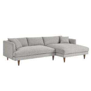 Zoya Right-Facing Down Filled Overstuffed Sectional Sofa By Modway - EEI-6612 - Heathered Weave Light Gray