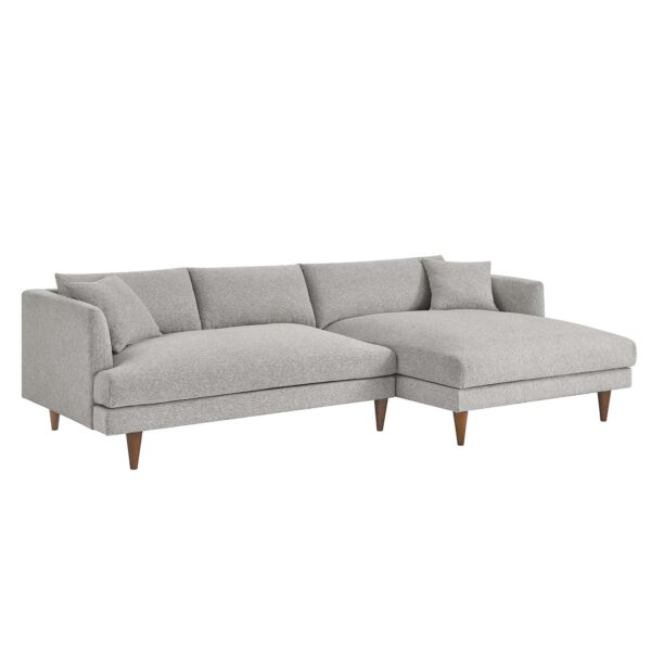 Zoya Right-Facing Down Filled Overstuffed Sectional Sofa By Modway - EEI-6612 - Heathered Weave Light Gray