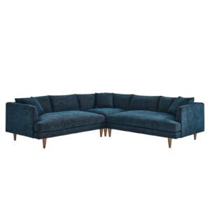 Zoya Down Filled Overstuffed 3 Piece Sectional Sofa By Modway - EEI-6613 - Heathered Weave Azure