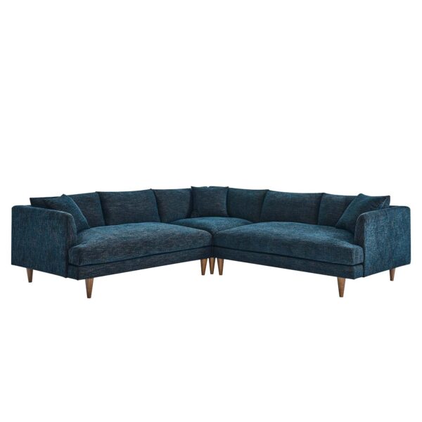 Zoya Down Filled Overstuffed 3 Piece Sectional Sofa By Modway - EEI-6613 - Heathered Weave Azure