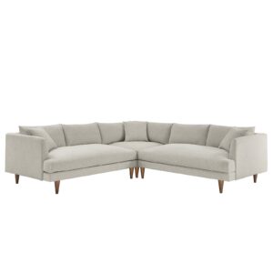 Zoya Down Filled Overstuffed 3 Piece Sectional Sofa By Modway - EEI-6613 - Heathered Weave Ivory