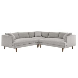 Zoya Down Filled Overstuffed 3 Piece Sectional Sofa By Modway - EEI-6613 - Heathered Weave Light Gray