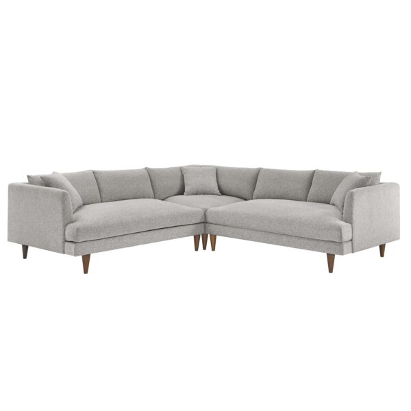 Zoya Down Filled Overstuffed 3 Piece Sectional Sofa By Modway - EEI-6613 - Heathered Weave Light Gray