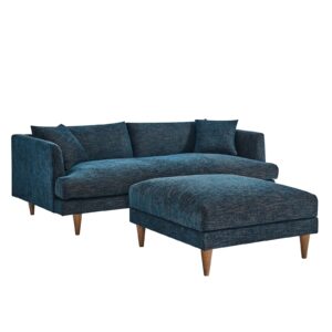 Zoya Down Filled Overstuffed Sofa and Ottoman Set By Modway - EEI-6614 - Heathered Weave Azure