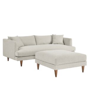 Zoya Down Filled Overstuffed Sofa and Ottoman Set By Modway - EEI-6614 - Heathered Weave Ivory