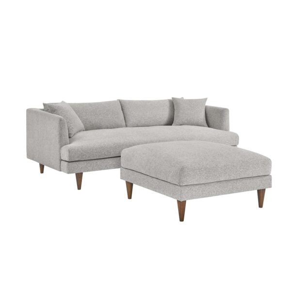Zoya Down Filled Overstuffed Sofa and Ottoman Set By Modway - EEI-6614 - Heathered Weave Light Gray