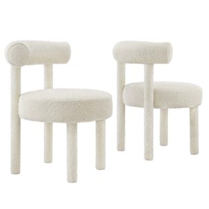 Toulouse Boucle Fabric Dining Chair - Set of 2 By Modway - EEI-6705 - Ivory