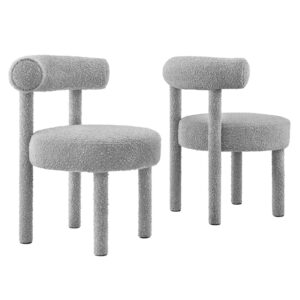 Toulouse Boucle Fabric Dining Chair - Set of 2 By Modway - EEI-6705 - Light Gray