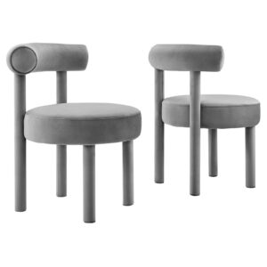 Toulouse Performance Velvet Dining Chair - Set of 2 By Modway - EEI-6706 - Gray