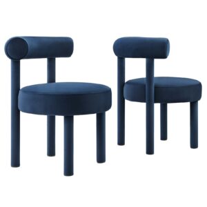 Toulouse Performance Velvet Dining Chair - Set of 2 By Modway - EEI-6706 - Midnight Blue