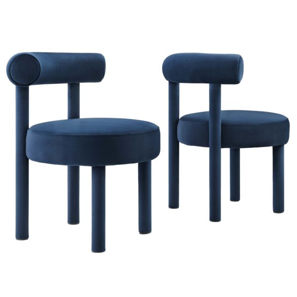 Toulouse Performance Velvet Dining Chair - Set of 2 By Modway - EEI-6706 - Midnight Blue