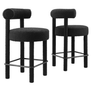 Toulouse Boucle Fabric Counter Stool - Set of 2 By Modway - EEI-6707 - Black Black