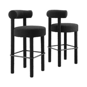 Toulouse Boucle Fabric Bar Stool - Set of 2 By Modway - EEI-6709 - Black Black
