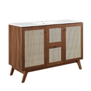Soma 48” Single Sink Bathroom Vanity By Modway - EEI-6719 - Walnut White