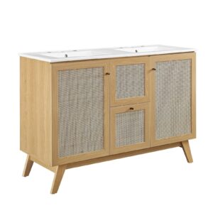 Soma 48” Double Sink Bathroom Vanity By Modway - EEI-6721 - Oak White