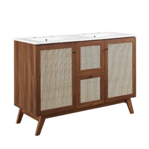 Soma 48” Double Sink Bathroom Vanity By Modway - EEI-6721 - Walnut White