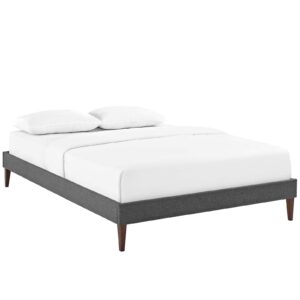 Tessie King Fabric Bed Frame with Squared Tapered Legs By Modway - MOD-5901 - Gray