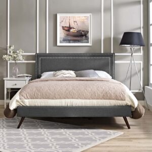 Virginia Queen Fabric Platform Bed with Round Splayed Legs By Modway - MOD-5915
