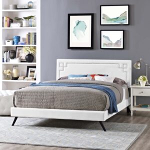 Ruthie Full Vinyl Platform Bed With Round Splayed Legs By Modway - MOD-5928